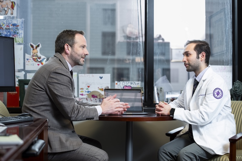 Third-year medical student Khizar Nandoliya and his mentor Stephen T. Magill, MD, PhD, assistant professor of Neurological Surgery