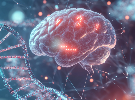 illustration of brain and DNA